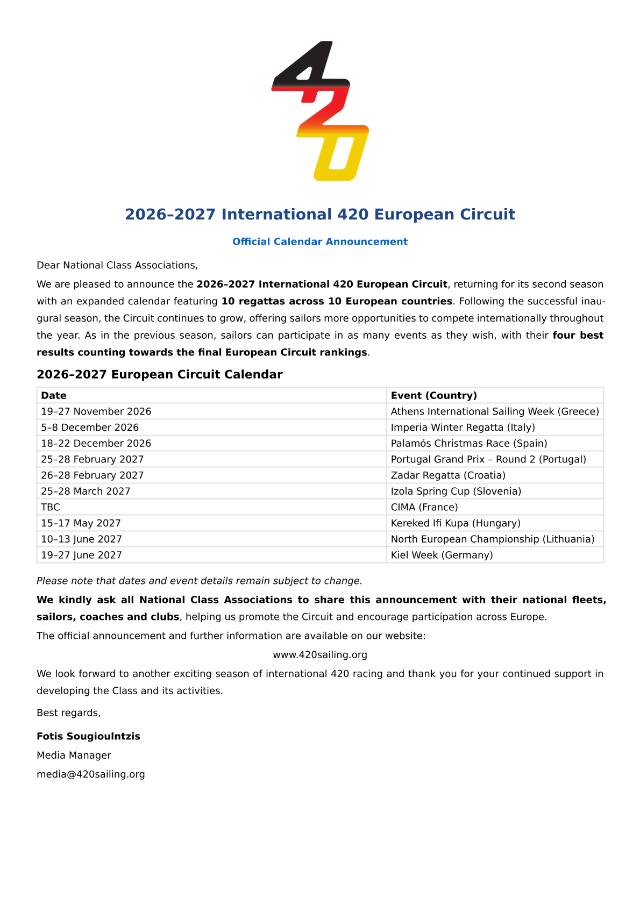 Vorschau erste Seite: European Circuit 2026 / 2027