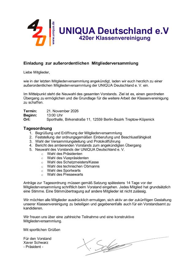 Vorschau erste Seite: Einladung außerordentliche Mitgliederversammlung 21.11.2026