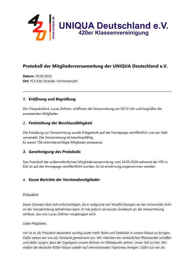 Vorschau erste Seite: Protokoll Mitgliederversammlung