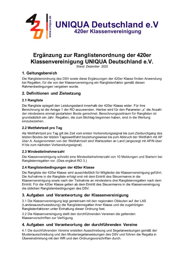 Vorschau erste Seite: Ergänzung zur Ranglistenordnung