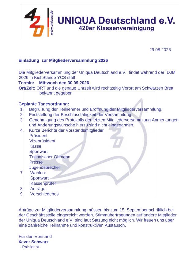 Vorschau erste Seite: Einladung zur Mitgliederversammlung 2026